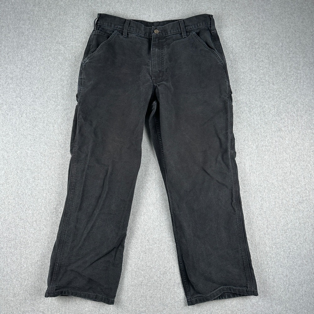 Carhartt Pants Mens 34x30 B11-BLK Loose Fit Black Carpenter Duck Canvas